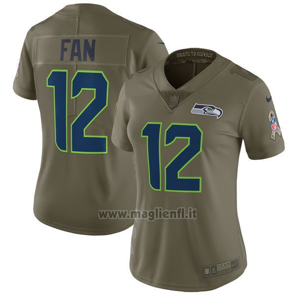 Maglia NFL Limited Donna Seattle Seahawks 12 Fan 2017 Salute To Service Verde